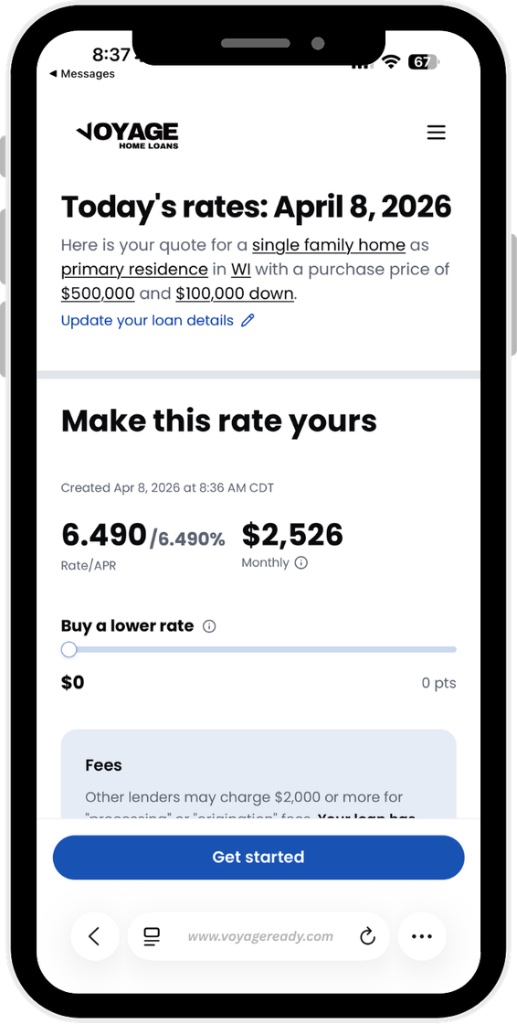 Voyage Home Loans app on mobile